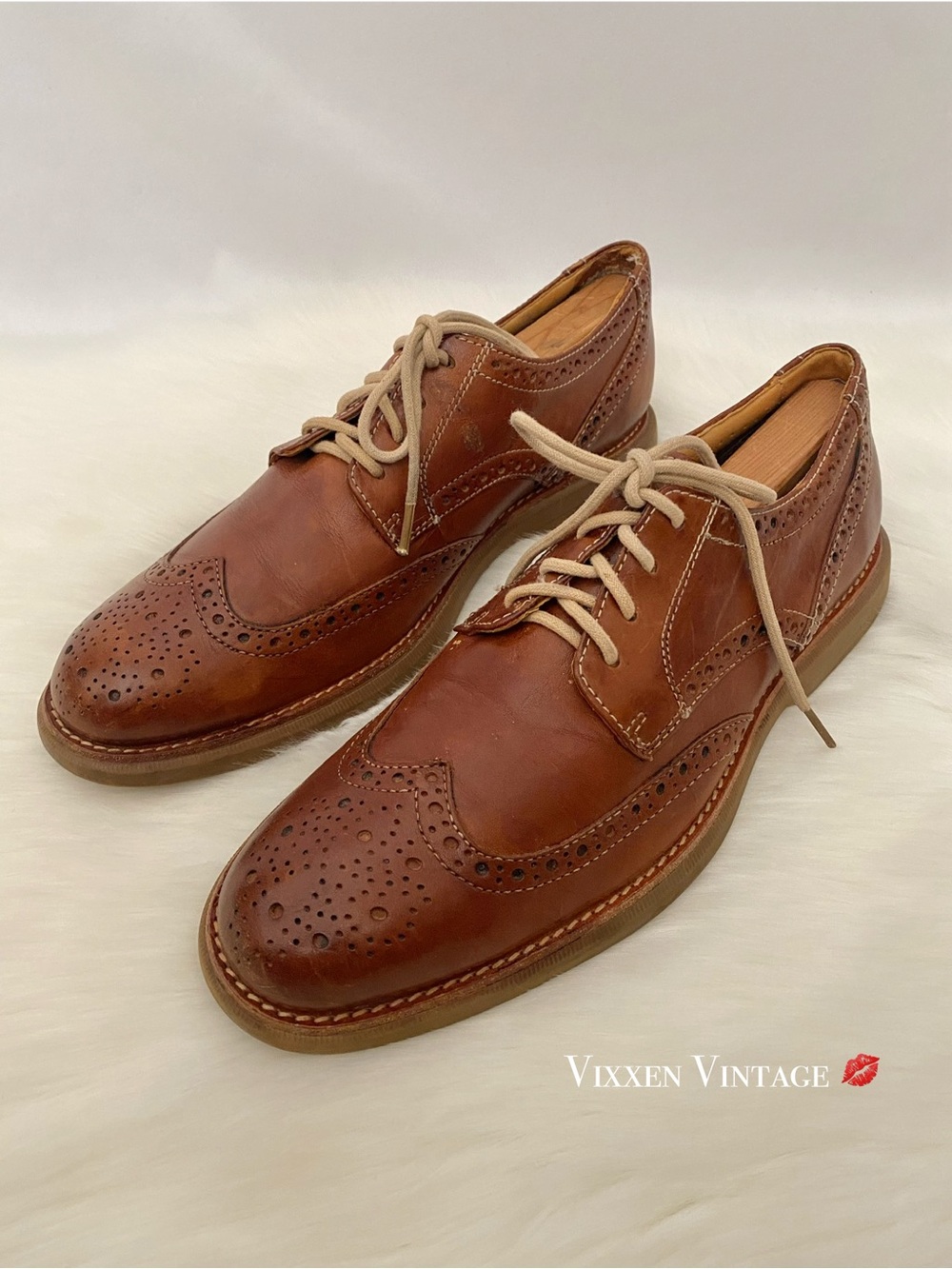 VINTAGE SPERRY TOP-SIDER GOLD CUP ‘BELLINGHAM LEATHER WINGTIP OXFORDS’ IN COGNAC